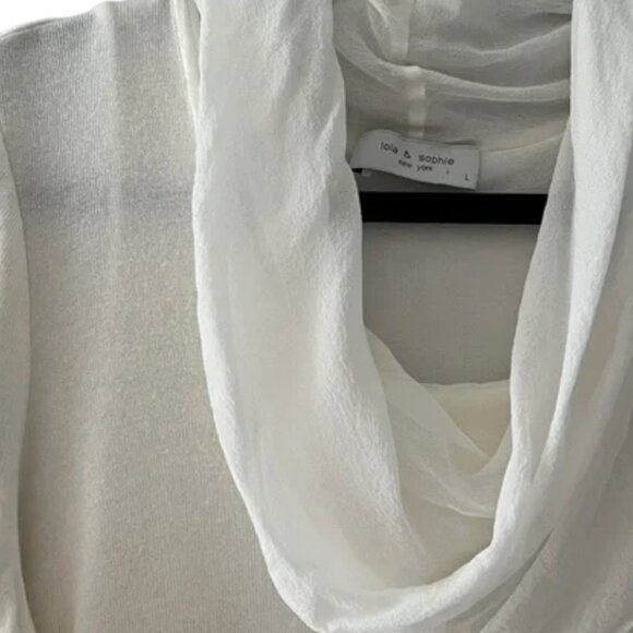 Lola & Sophie Silk Blend off white  Cowl Neck Pullover Sweater - Picture 4 of 6